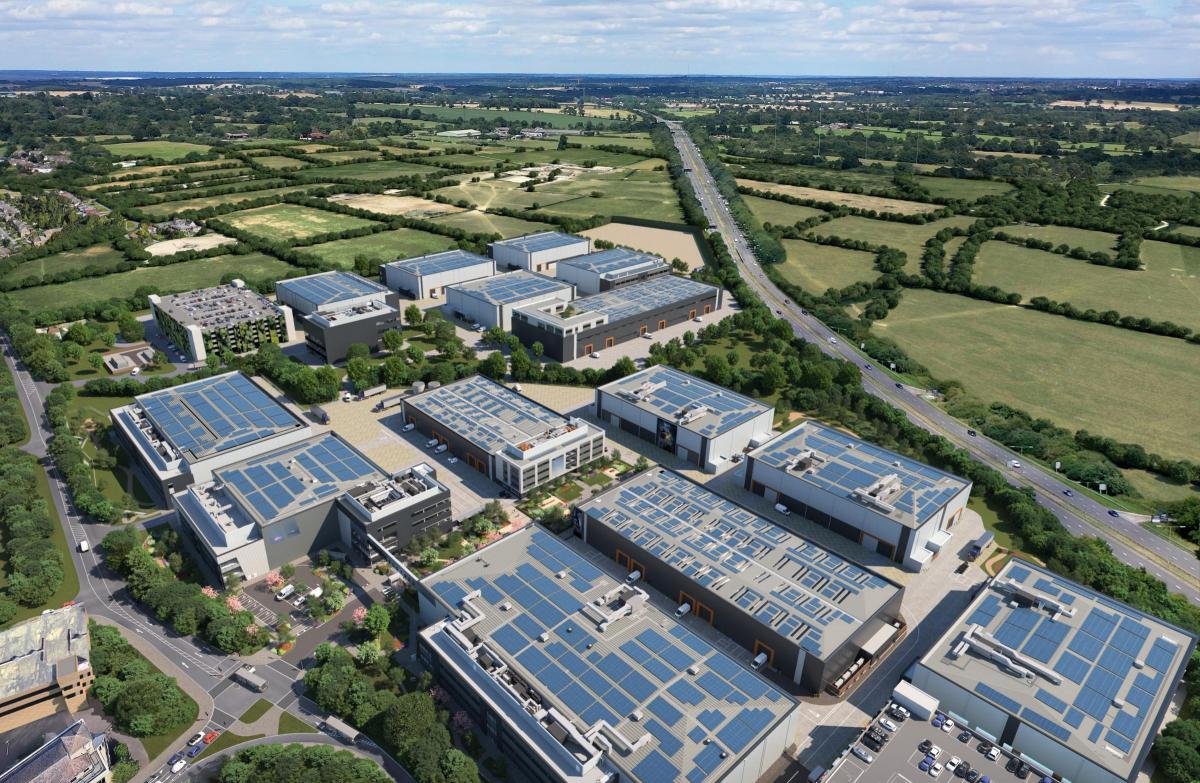 Aerial shot of Sky Studios Elstree & Borehamwood