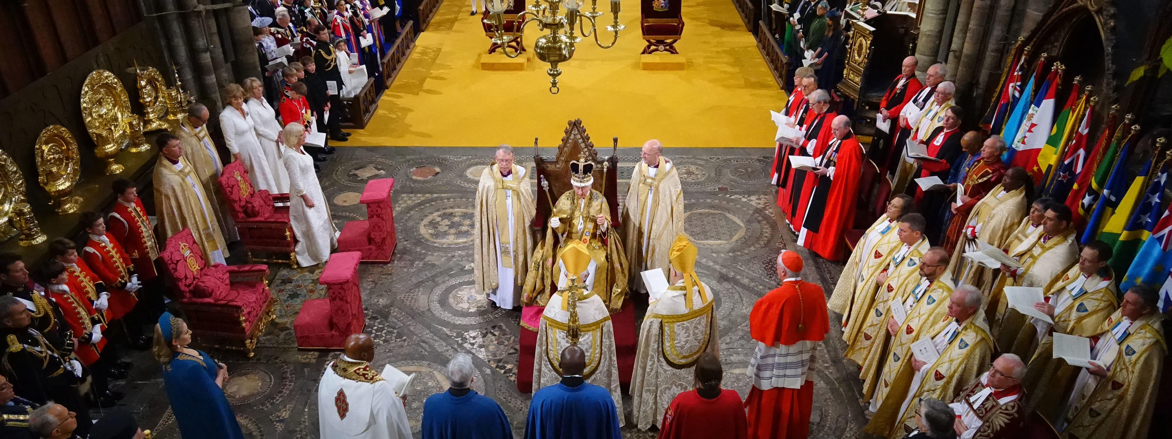 King Charles III coronation sat on throne during ceremony - Press Association.