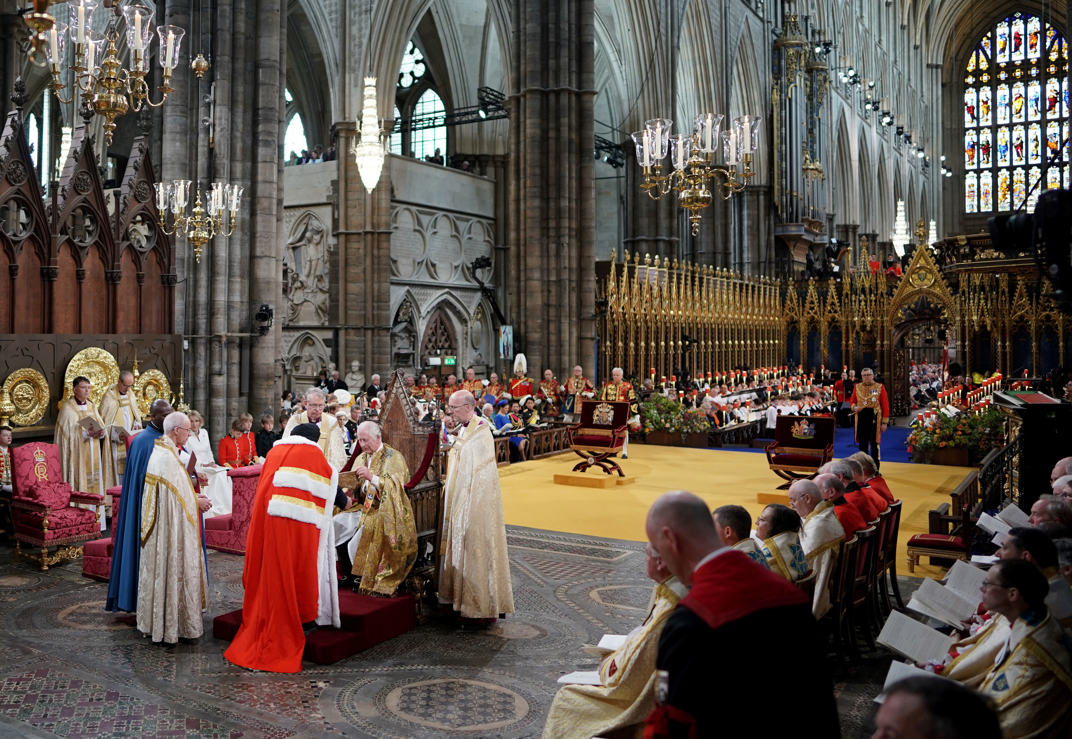 Shot inside Westminster abbey of the Coronation Ceremony of King Charles III