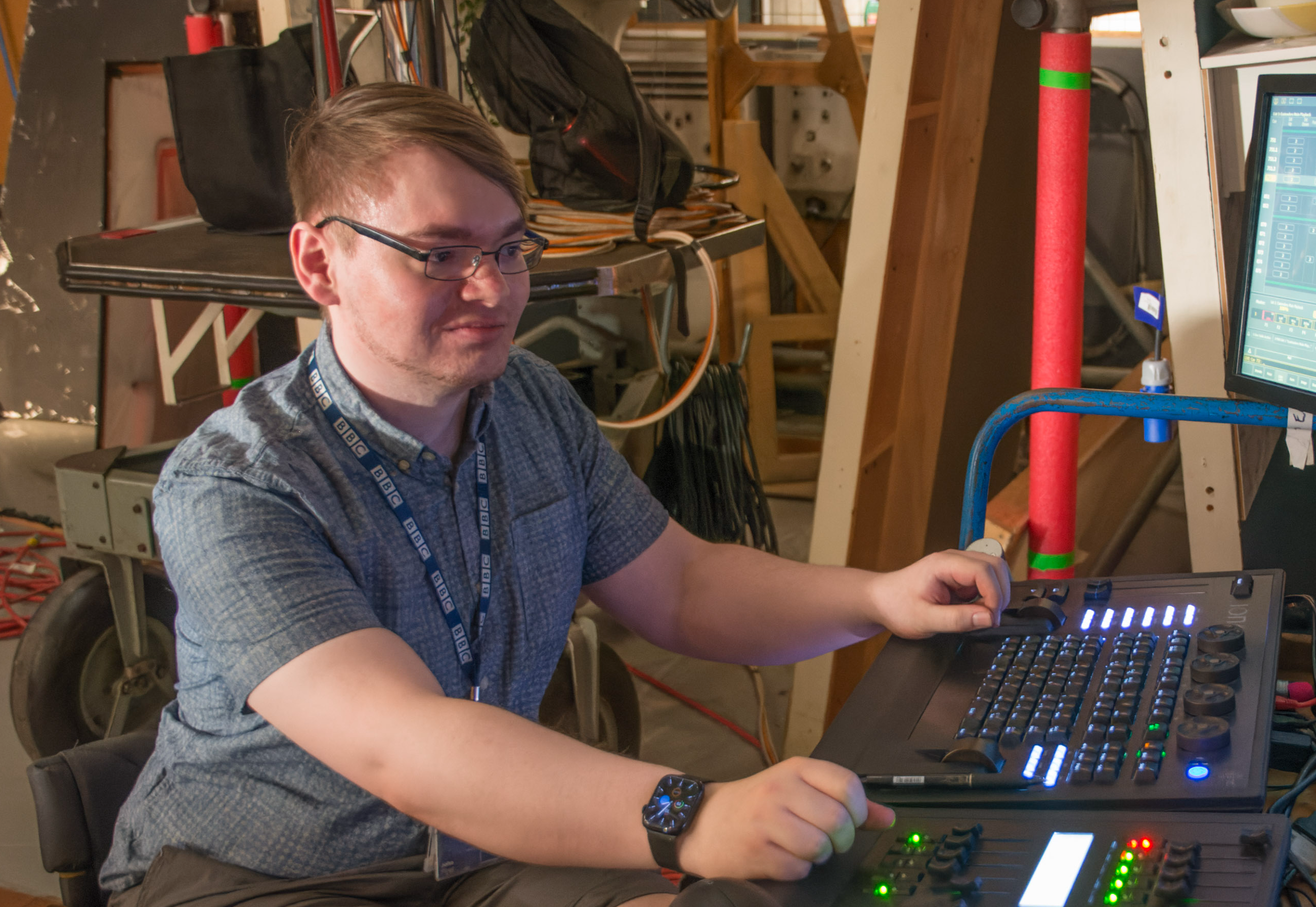 John Piper working at Lighting console