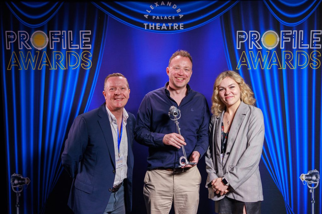Photo: Darren Lovell and David Bishop with Sarah O’Gorman of Avolites
