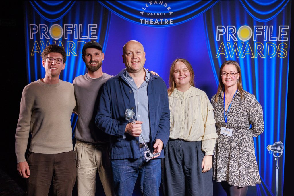Photo: Marc Heimendinger, Matt Daw, Bruno Poet and Johanne Jensen with Helen Hopkins of LCR